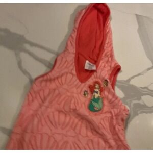 Disney Ariel Little Mermaid Terry Cloth Hooded Cover  Up And Bathing Suit Size 2